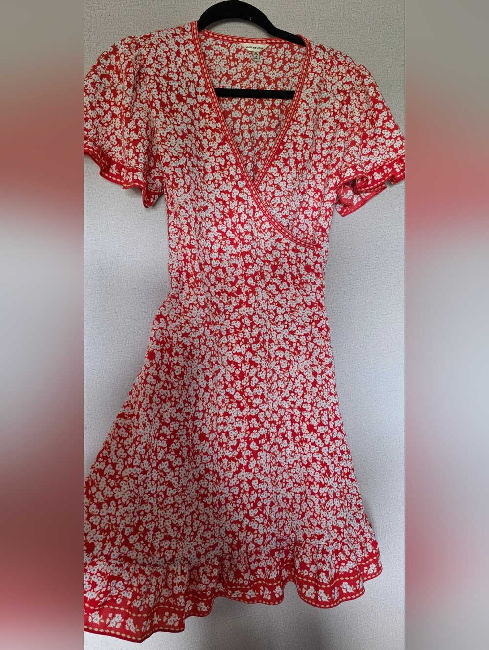Max Studio Red and White Floral Wrap Dress